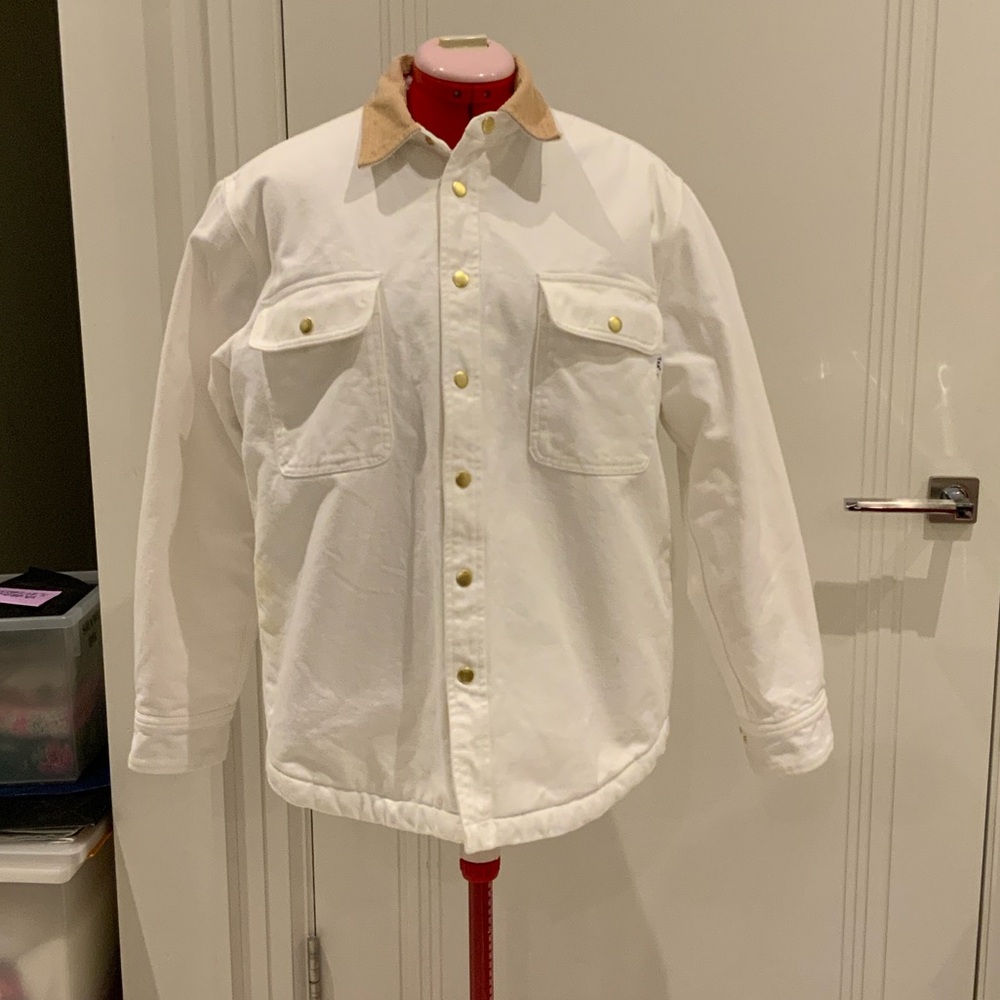 TNA White Jacket with colduroy collar accent and shearling lining